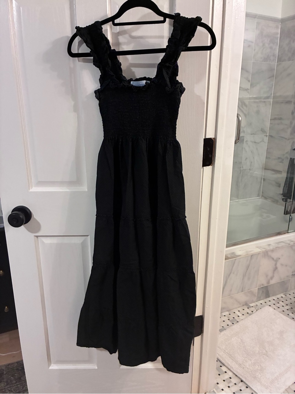 Hill House Black Ruffled Strap Maxi Dress